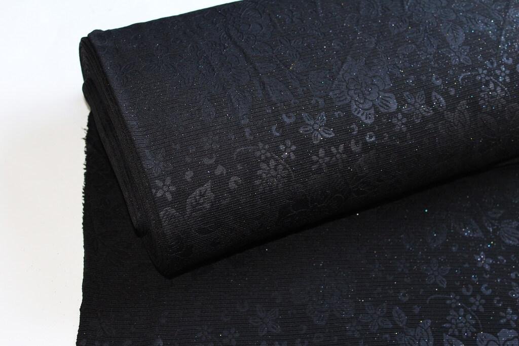 KNIT DOBBY JACQUARD EMBOSSED WITH GILITER 18037 COL.4 BLACK