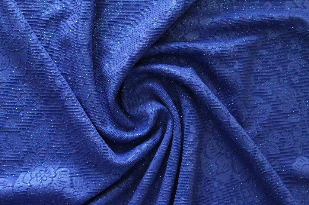 KNIT DOBBY JACQUARD EMBOSSED WITH GILITER 18037 COL.6 ROYAL BLUE