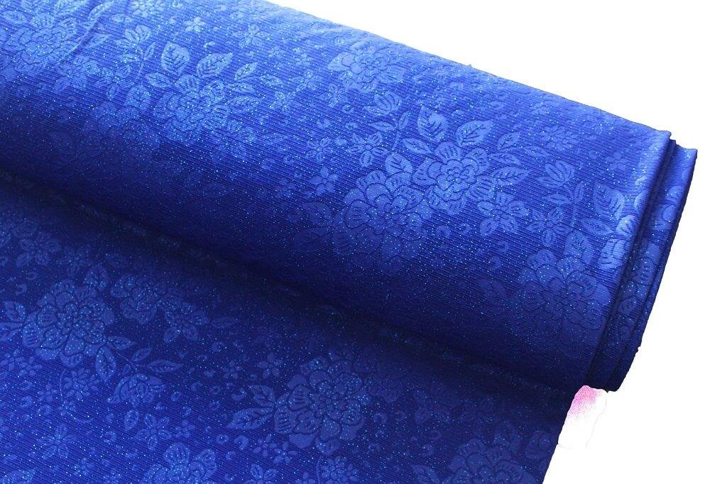 KNIT DOBBY JACQUARD EMBOSSED WITH GILITER 18037 COL.6 ROYAL BLUE