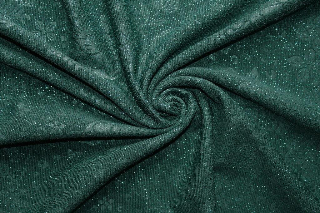 KNIT DOBBY JACQUARD EMBOSSED WITH GILITER 18037 COL.8 FOREST GREEN