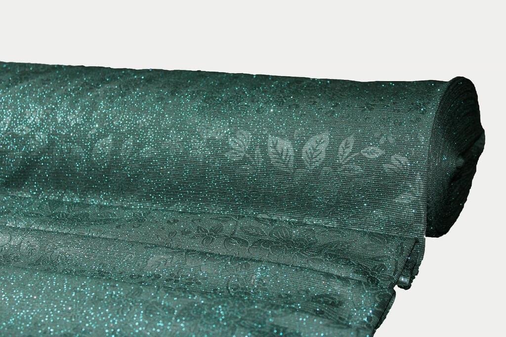 KNIT DOBBY JACQUARD EMBOSSED WITH GILITER 18037 COL.8 FOREST GREEN