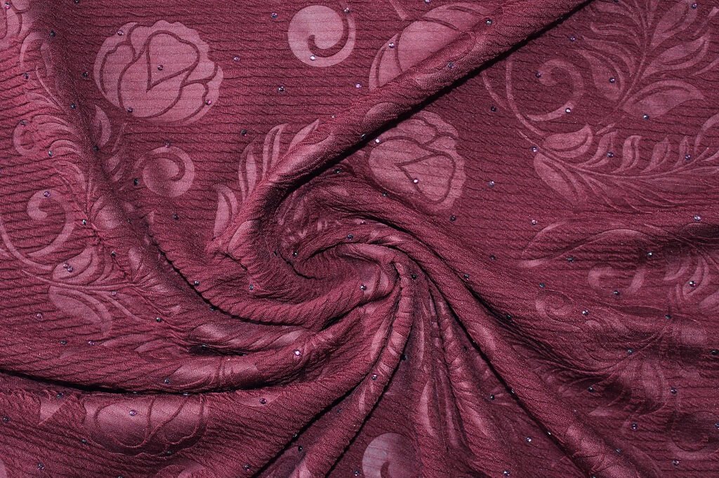 KNIT FUKRO EMBOSS WITH STONE 18057 COL.10 BURGUNDY