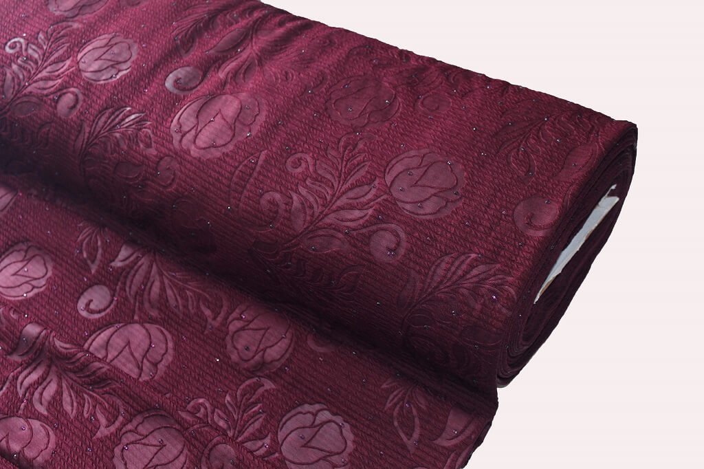 KNIT FUKRO EMBOSS WITH STONE 18057 COL.10 BURGUNDY