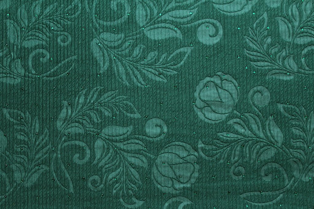 KNIT FUKRO EMBOSS WITH STONE 18057 COL.13 FOREST GREEN