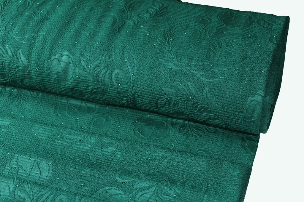 KNIT FUKRO EMBOSS WITH STONE 18057 COL.13 FOREST GREEN