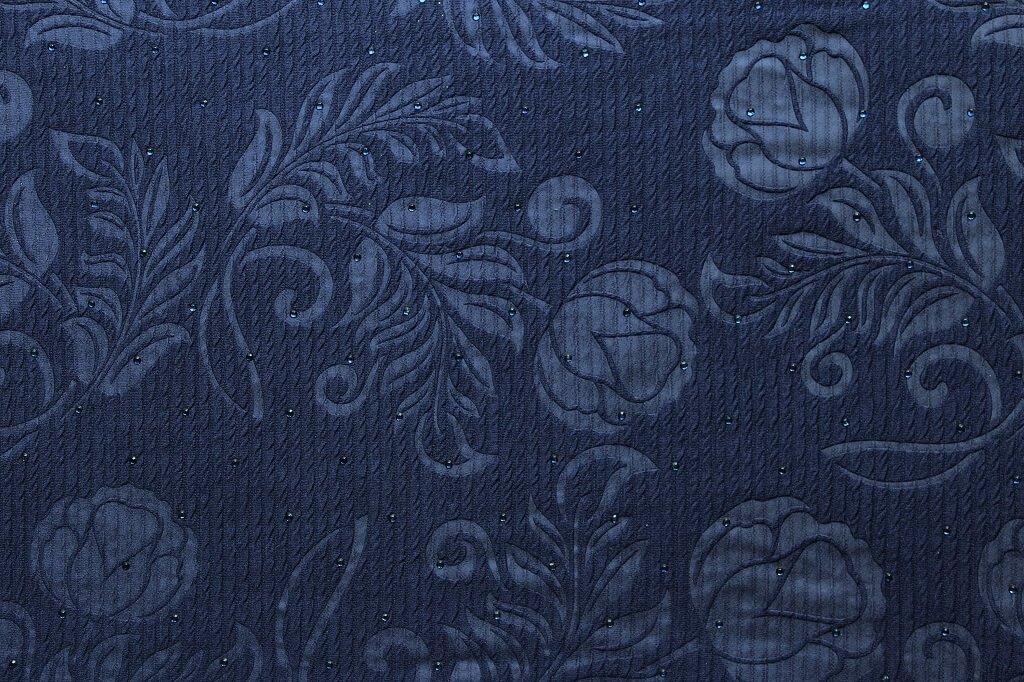 KNIT FUKRO EMBOSS WITH STONE 18057 COL.6 NAVY BLUE