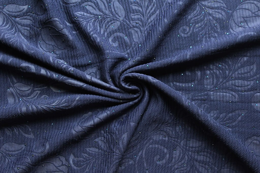 KNIT FUKRO EMBOSS WITH STONE 18057 COL.6 NAVY BLUE