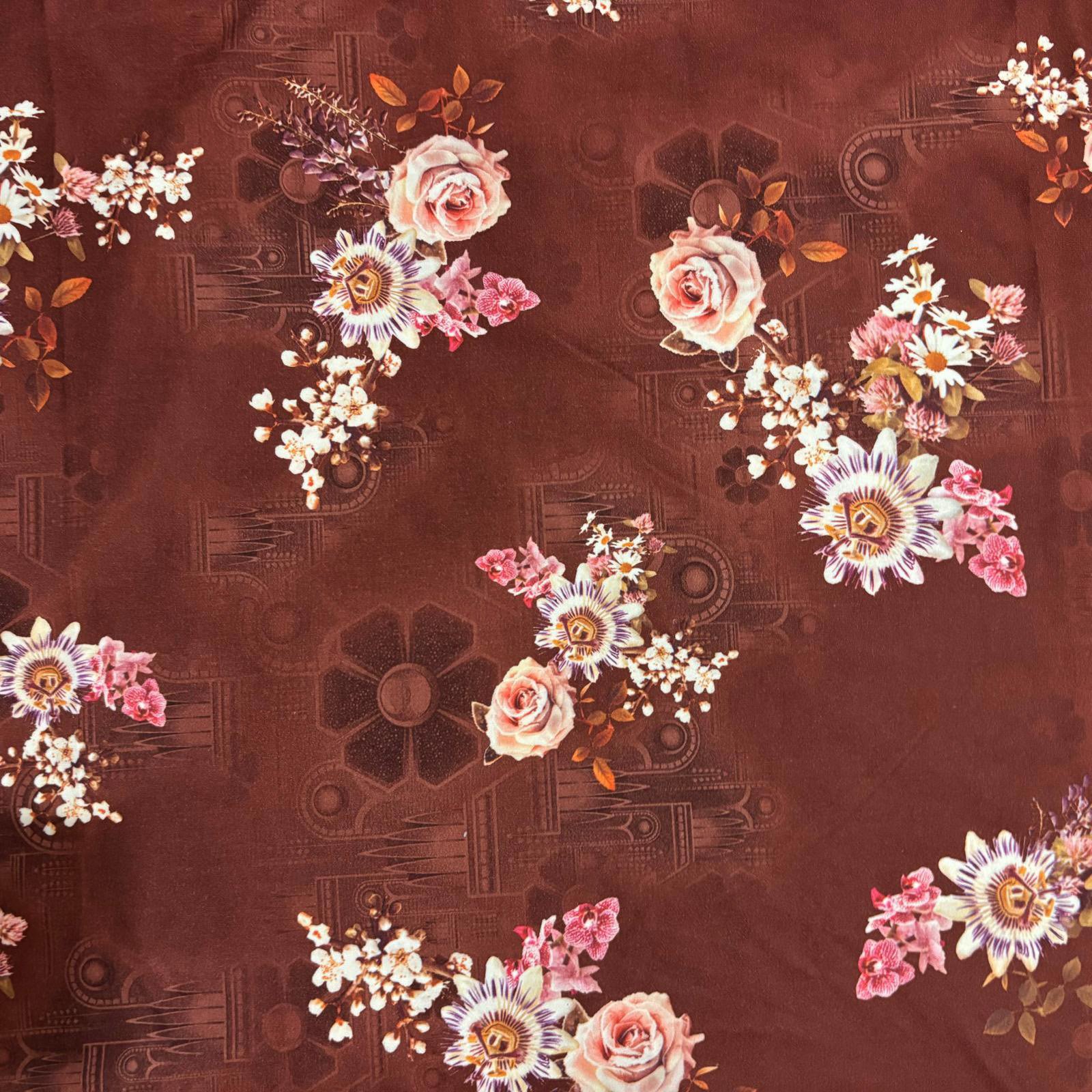 DTY BRUSH KNIT 17862 DES#12 COL1 BRICK BROWN BACKGROUND DTY DOUBLE BRUSH| STRETCH FABRIC| POLYESTER KNIT FABRIC