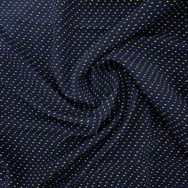 POLYESTER CREPE FABRIC KC-59 DES.32 "LITTLE STRIPES" NAVY