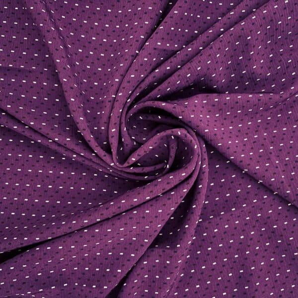 POLYESTER CREPE FABRIC KC-59 DES.32 "LITTLE STRIPES" PURPLE