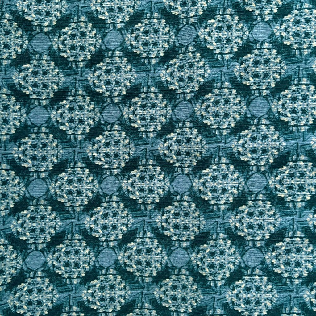 POLYESTER CREPE FABRIC KC-59 DES.33 "ABSTRACTION" BLUE