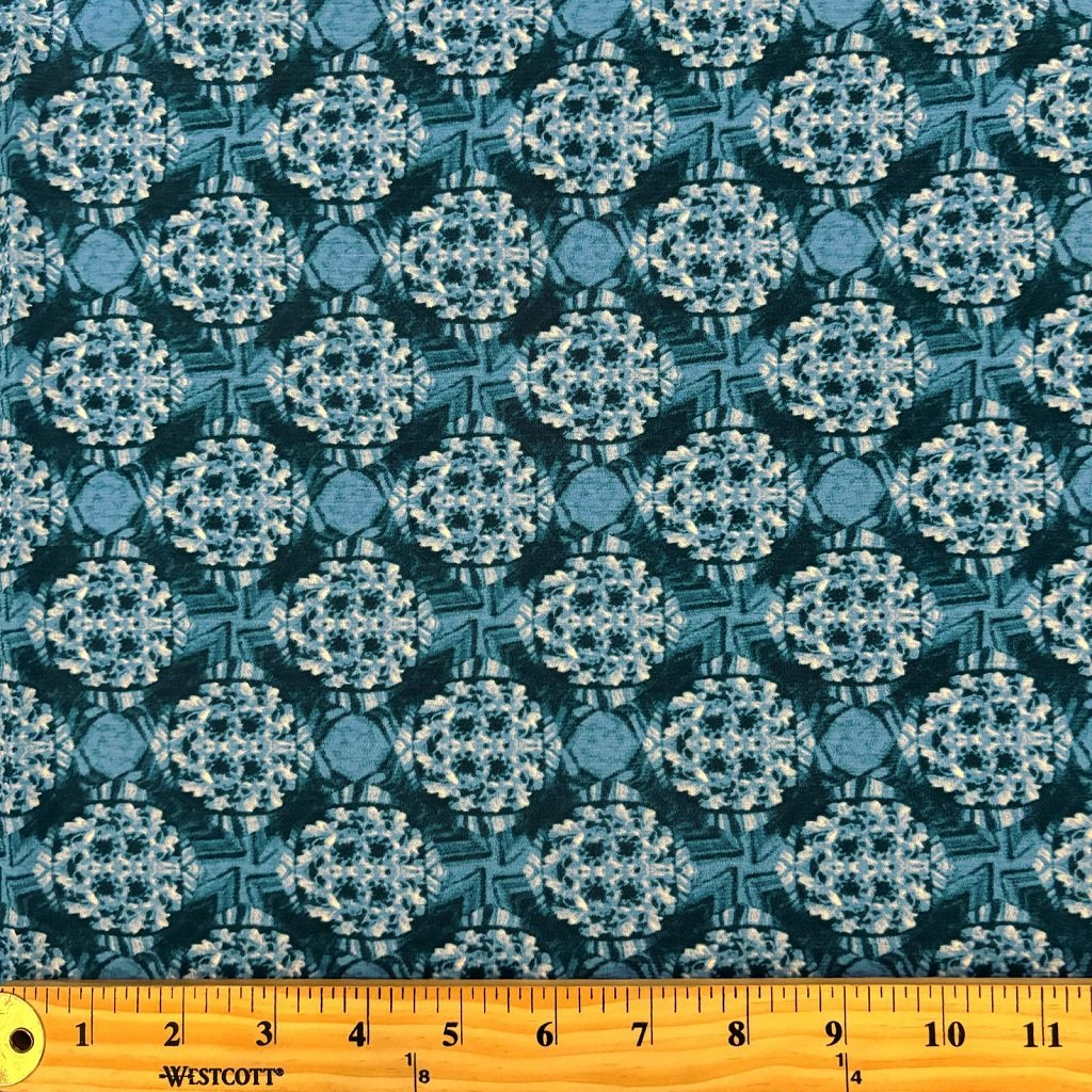 POLYESTER CREPE FABRIC KC-59 DES.33 "ABSTRACTION" BLUE