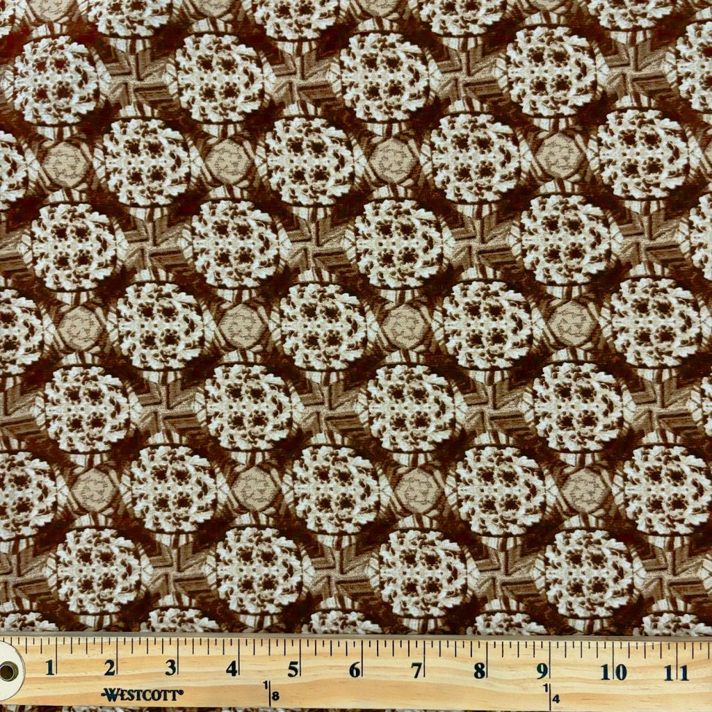 POLYESTER CREPE FABRIC KC-59 DES.33 "ABSTRACTION" BROWN Polyester Fabric