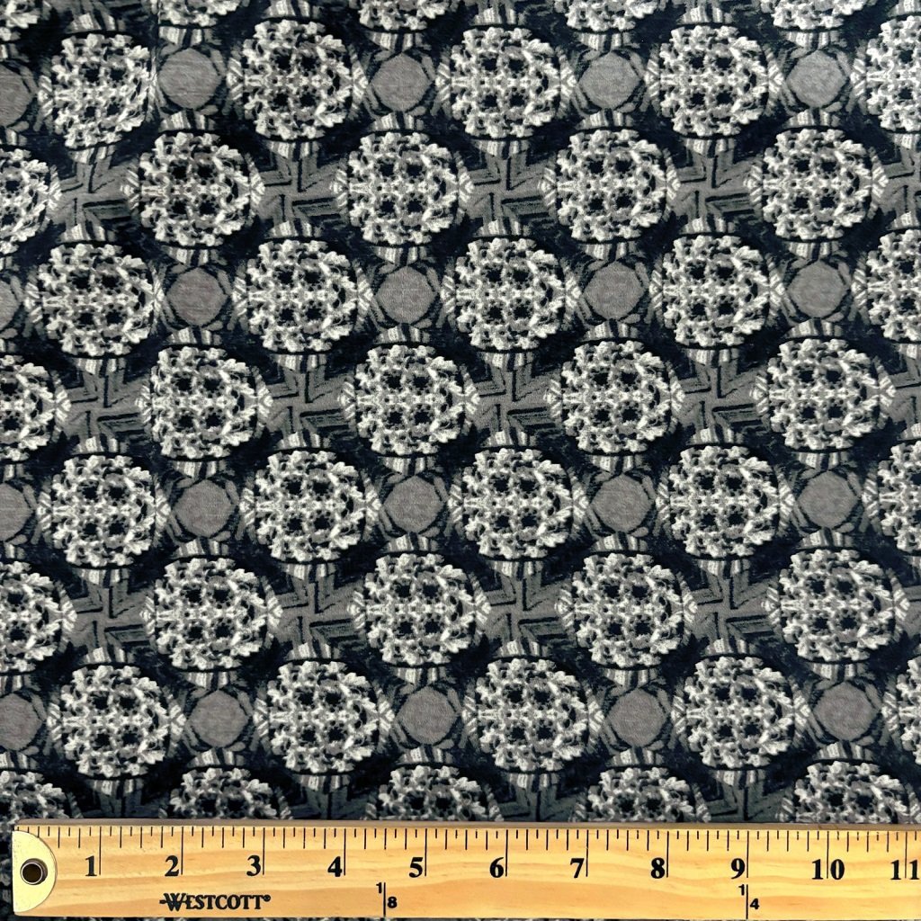 POLYESTER CREPE FABRIC KC-59 DES.33 "ABSTRACTION" GRAY Polyester Fabric