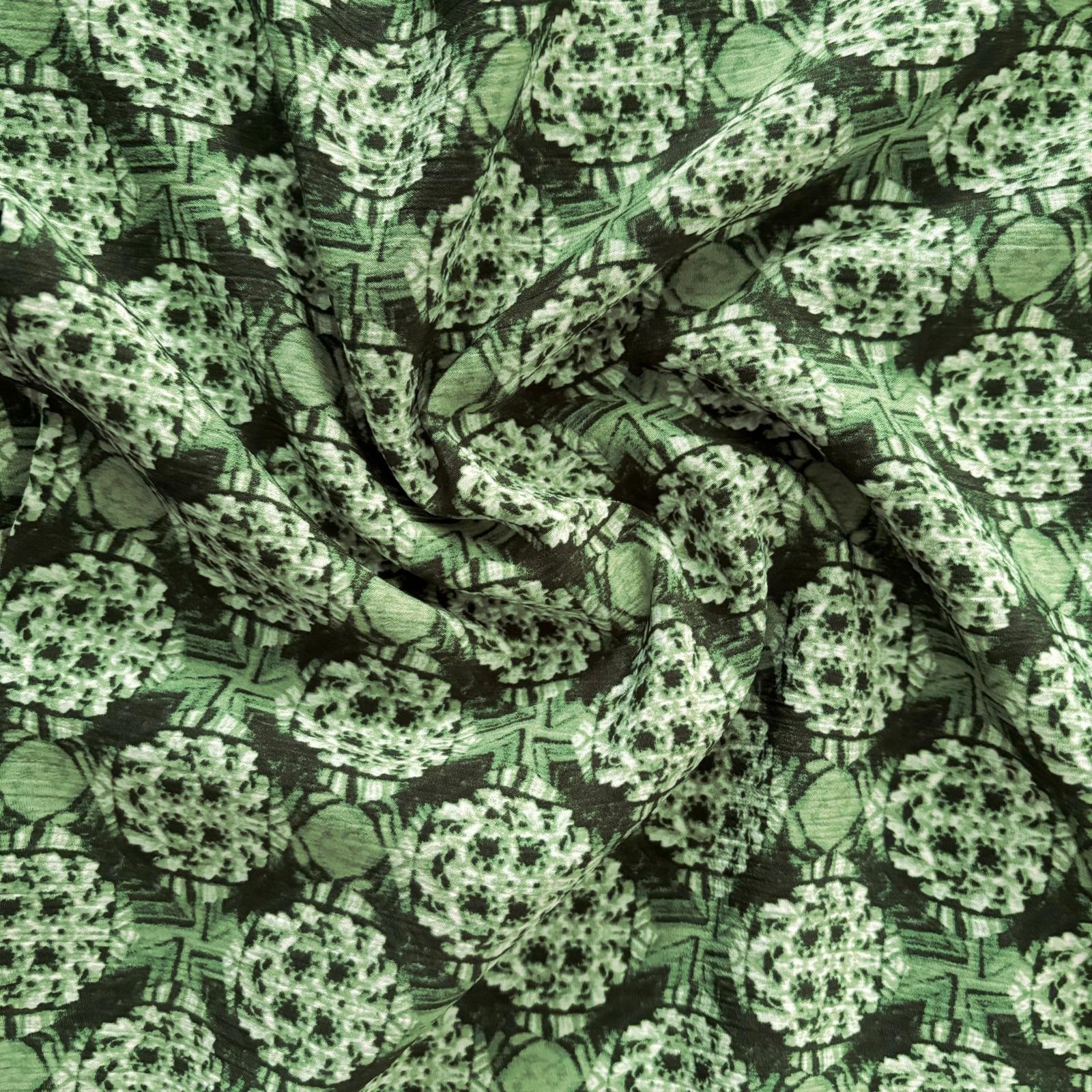POLYESTER CREPE FABRIC KC-59 DES.33 "ABSTRACTION" GREEN Polyester Fabric