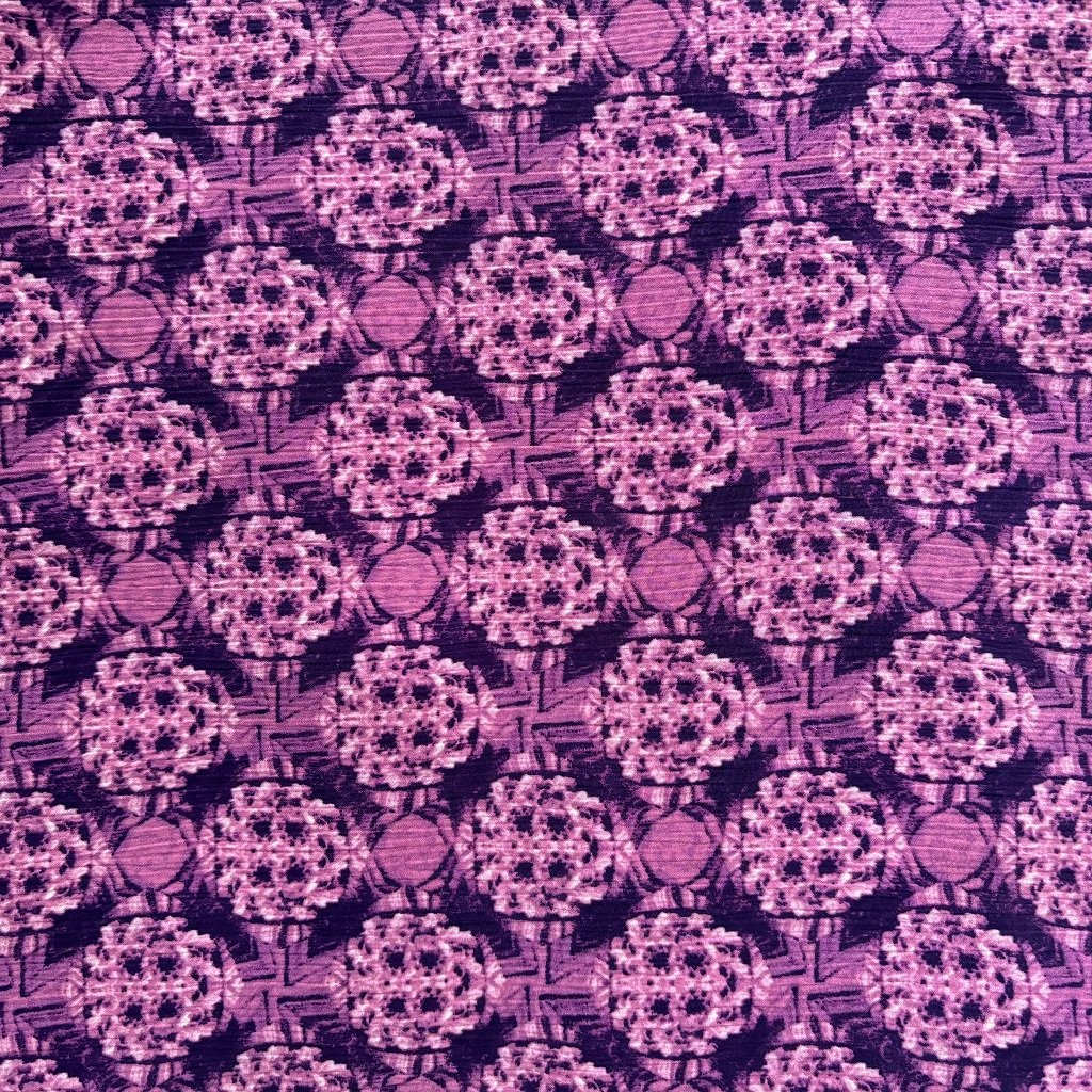 POLYESTER CREPE FABRIC KC-59 DES.33 "ABSTRACTION" PURPLE Polyester Fabric Purple