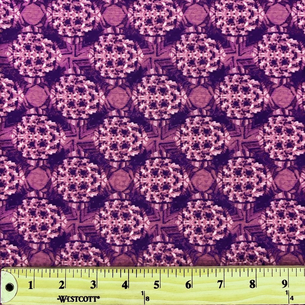 POLYESTER CREPE FABRIC KC-59 DES.33 "ABSTRACTION" PURPLE Polyester FAbric Purple