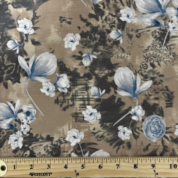 POLYESTER CREPE FABRIC KC-59 DES.34 "FLORAL" SPRING GREEN