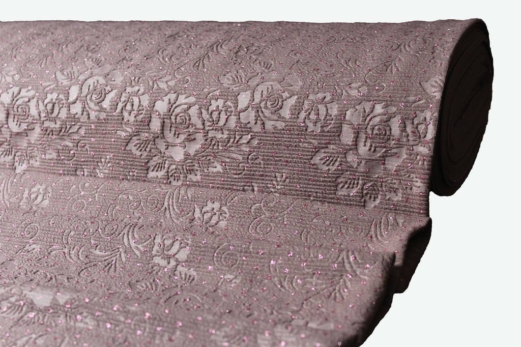 KNIT FUKRO WITH 3D EMBOSS WITH DIAMOND METALLIC 18015 COL.2 TAUPE