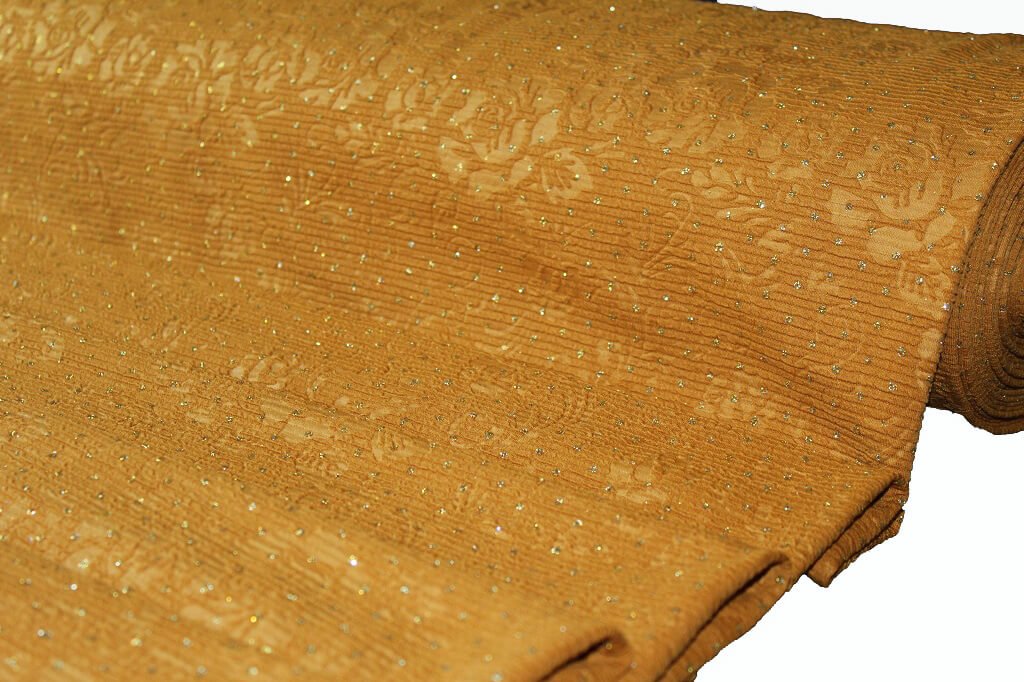 KNIT FUKRO WITH 3D EMBOSS WITH DIAMOND METALLIC 18015 COL.4 MUSTARD