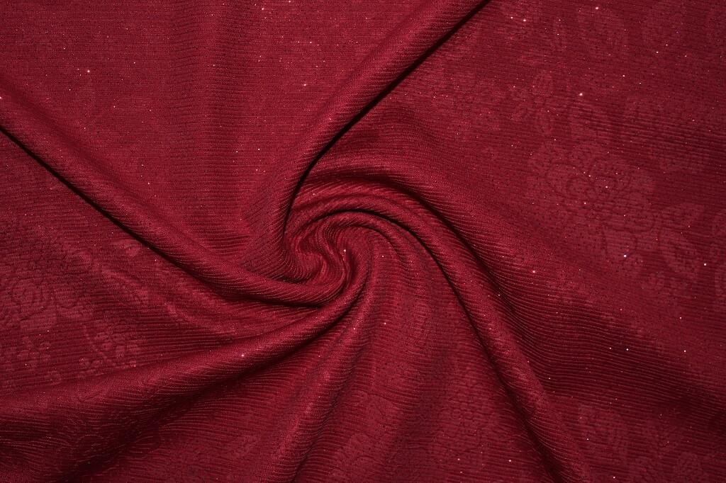 KNIT DOBBY JACQUARD EMBOSSED WITH GILITER 18037 COL.1 DEEP RED - Top ...