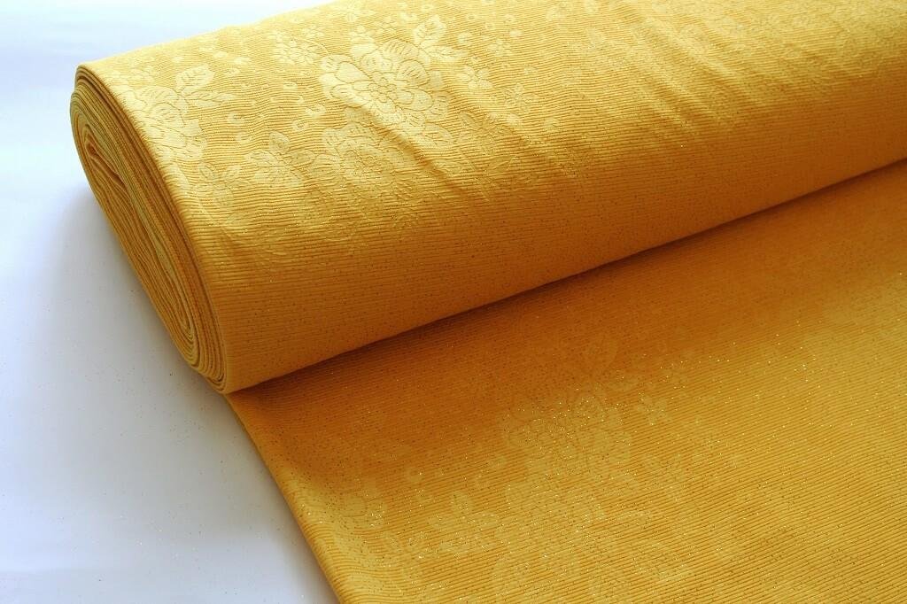 KNIT DOBBY JACQUARD EMBOSSED WITH GILITER 18037 COL.13 YELLOW