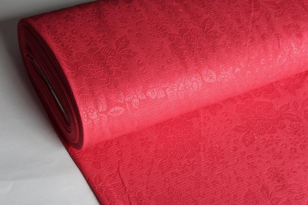 KNIT DOBBY JACQUARD EMBOSSED WITH GILITER 18037 COL.17 CORAL