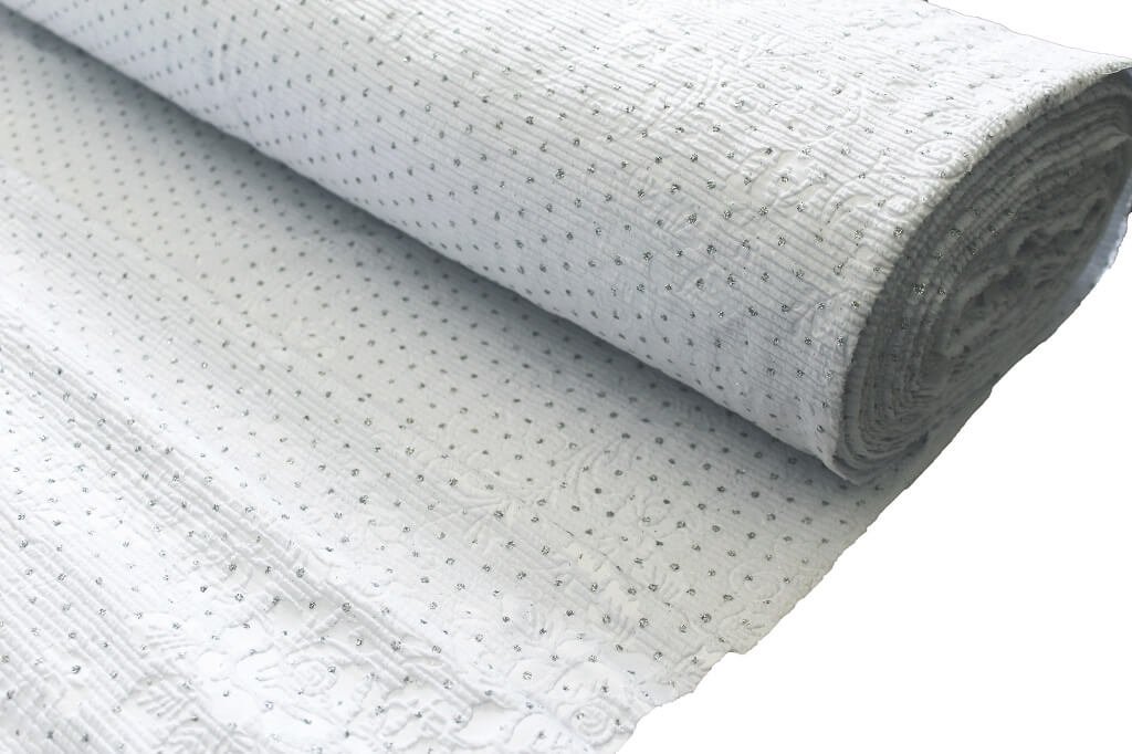 KNIT FUKRO WITH 3D EMBOSS WITH DIAMOND METALLIC 18015 COL. 9 WHITE