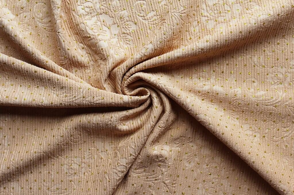 KNIT FUKRO WITH 3D EMBOSS WITH DIAMOND METALLIC 18015 COL.5 BUTTERCREAM