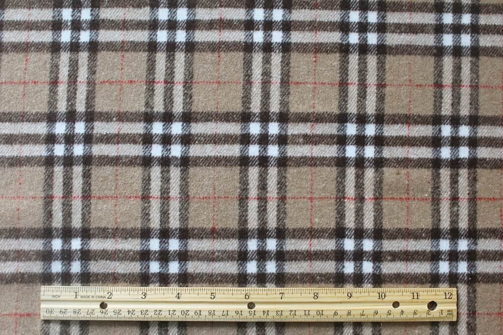 T/R YARN DYED BRUSH 18116 DES 13. PLAID CHECK COL.1 BEIGE/BROWN/WHITE