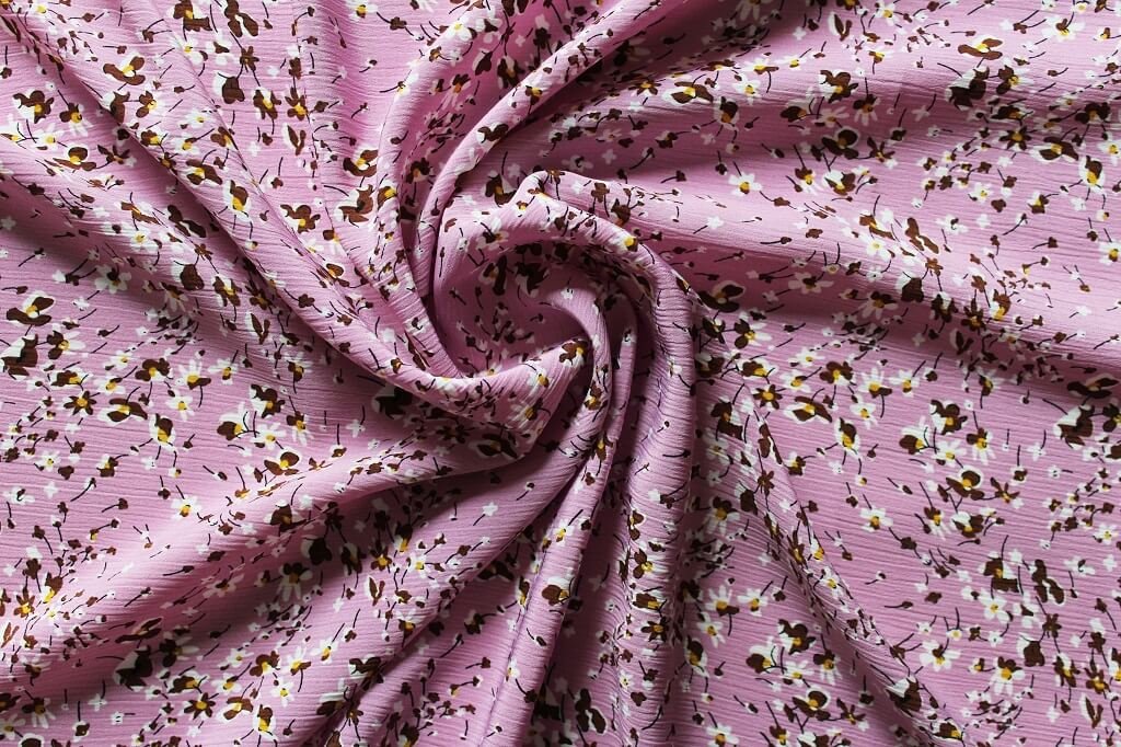 KOSHIBO YORYO CREPE 18202. DES. 25 COL.1 PINK BACKGROUND Crepe Dress Fabric