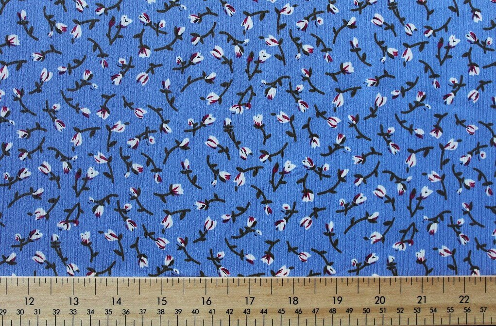 KOSHIBO YORYO CREPE 18202. DES. 42 COL.1 BLUE BACKGROUND Crepe Dress Fabric