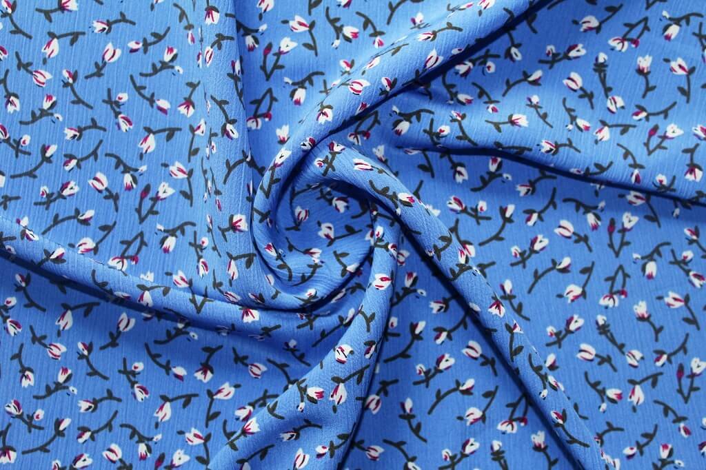 KOSHIBO YORYO CREPE 18202. DES. 42 COL.1 BLUE BACKGROUND Crepe Dress Fabric