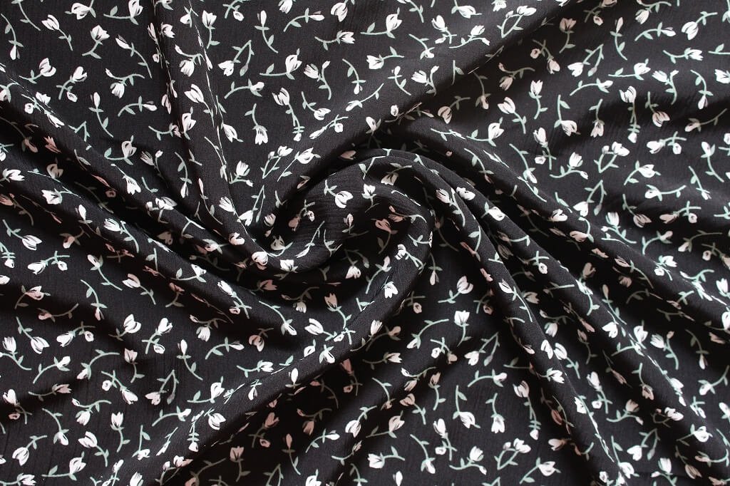 KOSHIBO YORYO CREPE 18202. DES. 42 COL.4 BLACK BACKGROUND Crepe Dress Fabric