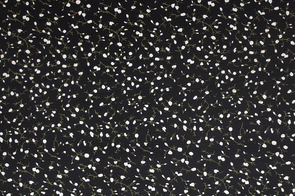 Crepe Polyester Dress Fabric Print Black