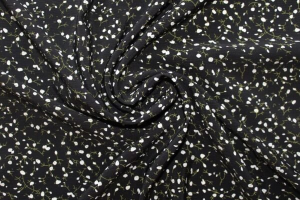 Crepe Polyester Dress Fabric Print Black