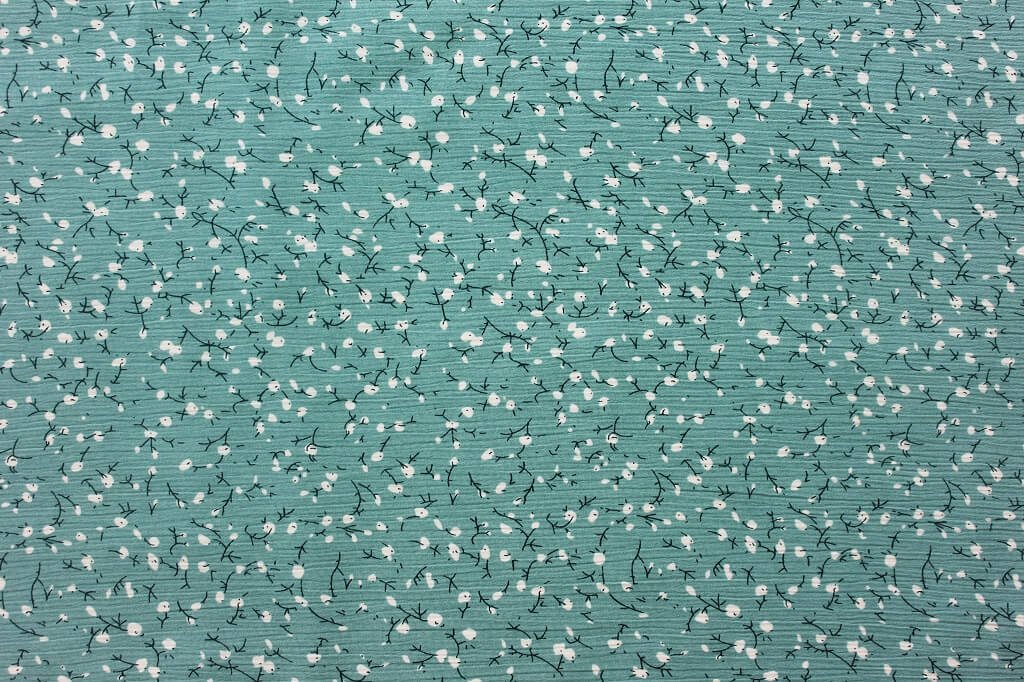 KOSHIBO YORYO CREPE 18202. DES. 59 COL.5 MINT/WHITE Crepe Polyester Dress Fabric Print Mint