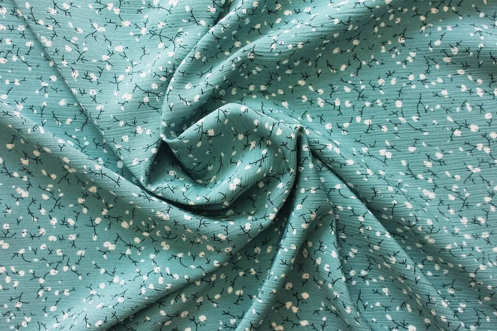 KOSHIBO YORYO CREPE 18202. DES. 59 COL.5 MINT/WHITE Crepe Polyester Dress Fabric