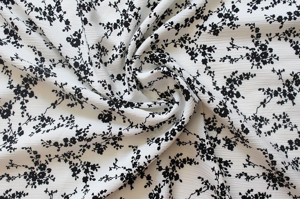 KOSHIBO YORYO CREPE 18202. DES. 75 COL.1 IVORY BACKGROUND Crepe Dress Fabric