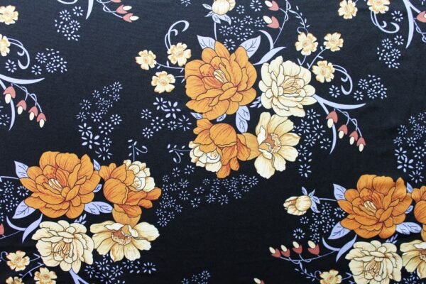 JERSEY FABRIC FLORAL BLACK