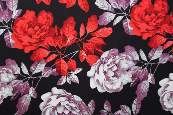 JERSEY FABRIC FLORAL RED/PURPLE
