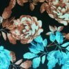 ITY JERSEY KNIT FLORAL TURQUOISE/BROWN
