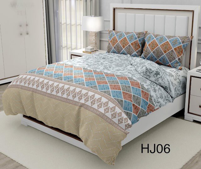 COTTON SHEETING 108'' INCH WIDE. DES. HJ-01 COL. GREY/BROWN/ BEIGE Bed Sheet Cotton