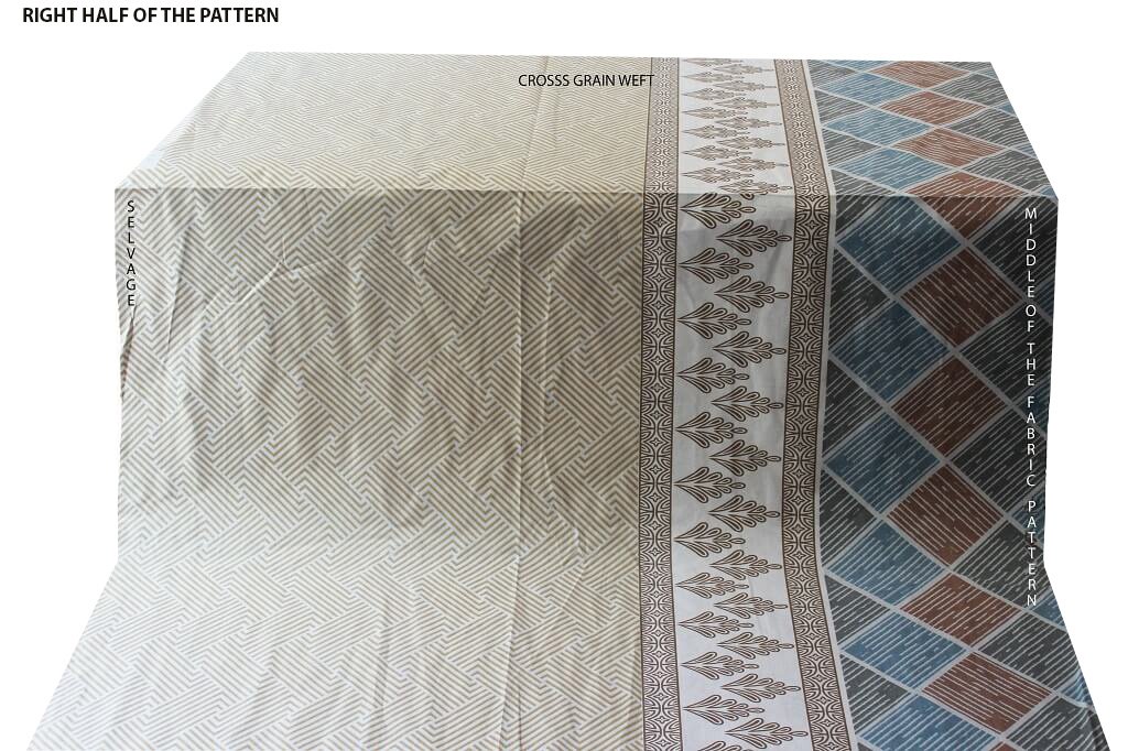 COTTON SHEETING 108'' INCH WIDE. DES. HJ-06 COL. GREY/BROWN/ BEIGE (LEFT HALF OF THE PATTERN) COTTON BED SHEETS
