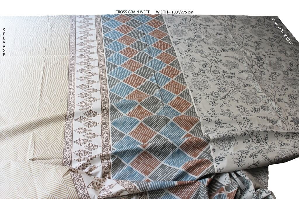 COTTON SHEETING 108'' INCH WIDE. DES. HJ-01 COL. GREY/BROWN/ BEIGE