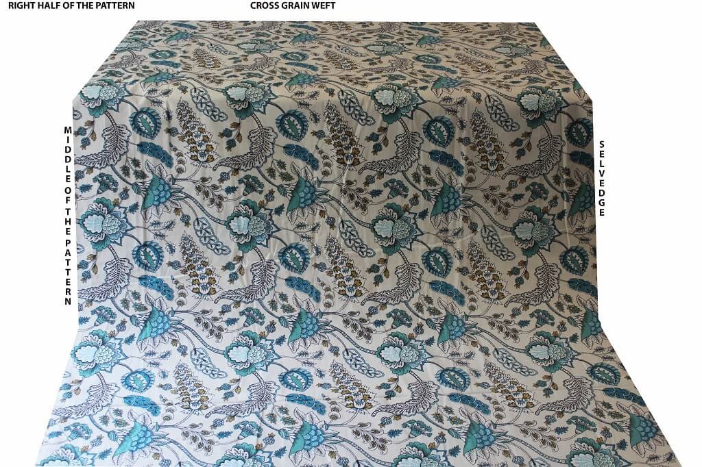 COTTON SHEETING 108'' INCH WIDE. DES. HJ-08 COL. MINT/GREY/ BLUE (RIGHT HALF OF THE PATTERN) COTTON BED SHEETS
