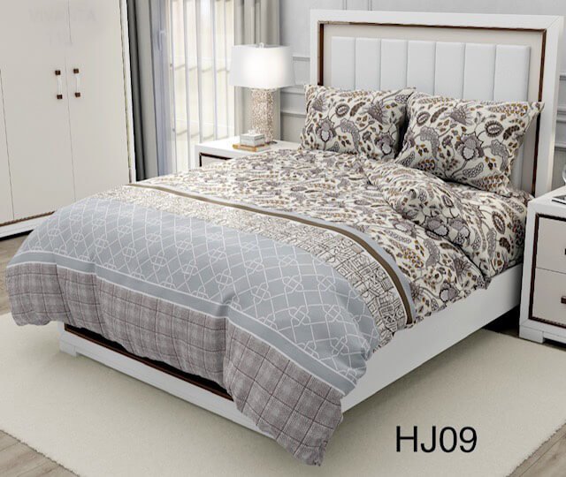 COTTON SHEETING 108'' INCH WIDE. DES. HJ-09 COL. BROWN/ GREY/CREAM Cotton Bed sheets