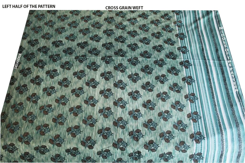 COTTON SHEETING 108'' INCH WIDE. DES. HJ-07 COL. MINT/GREEN/ORANGE (LEFT HALF OF THE PATTERN) COTTON BED SHEETS