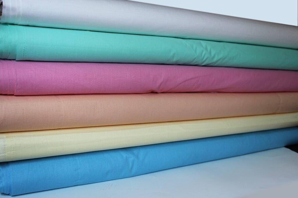 Cotton fabric bolts in different colors