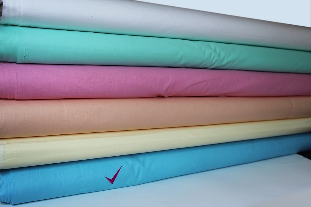 COTTON SHEETING 60'' INCH WIDE. LIGHT BLUE COLOR Set of 6 colored bolts of Cotton fabric